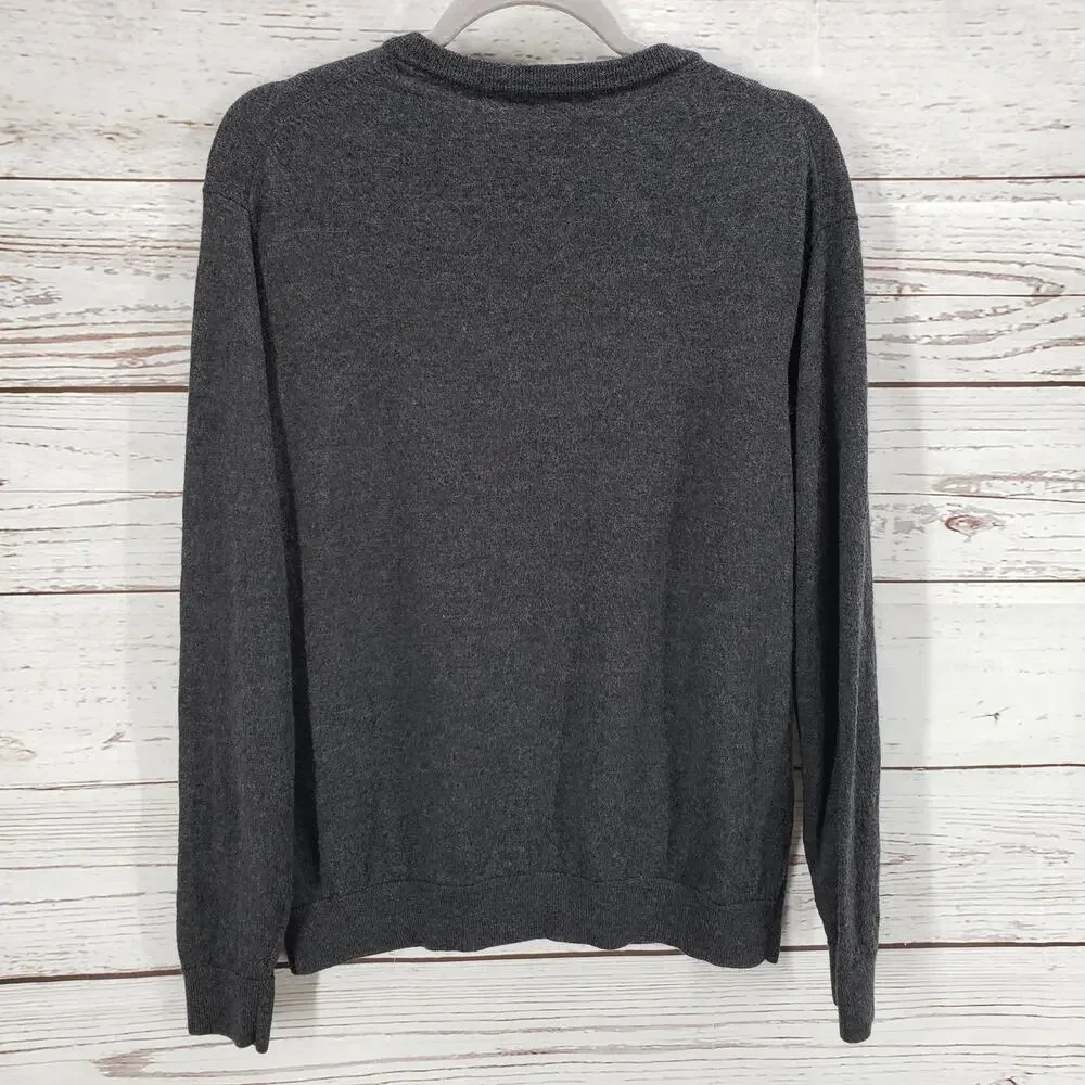 Hart Schaffner Marx Men's Gray Extra Fine Merino Wool Pullover Sweater XL